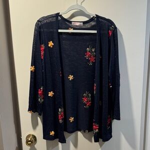 Navy Floral Women's Cardigan